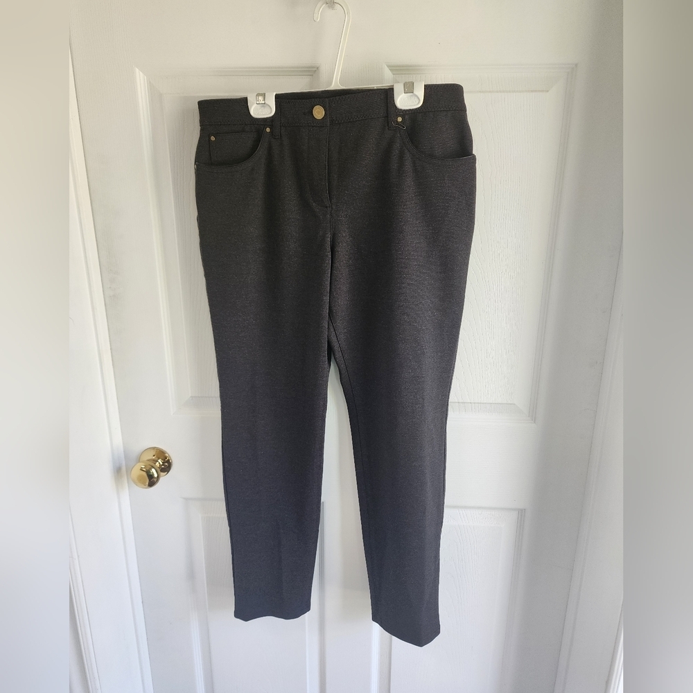Chico's Dark Charcoal Straight-Leg Ponte Pants